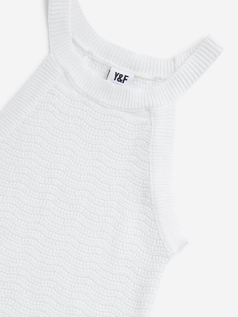 Y&F Kids White Knitted Casual Dress