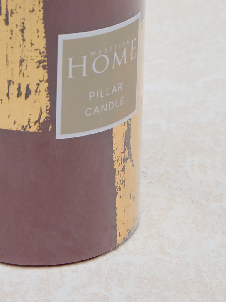 Westside Home Maroon Foiling Detailed Pillar Candle