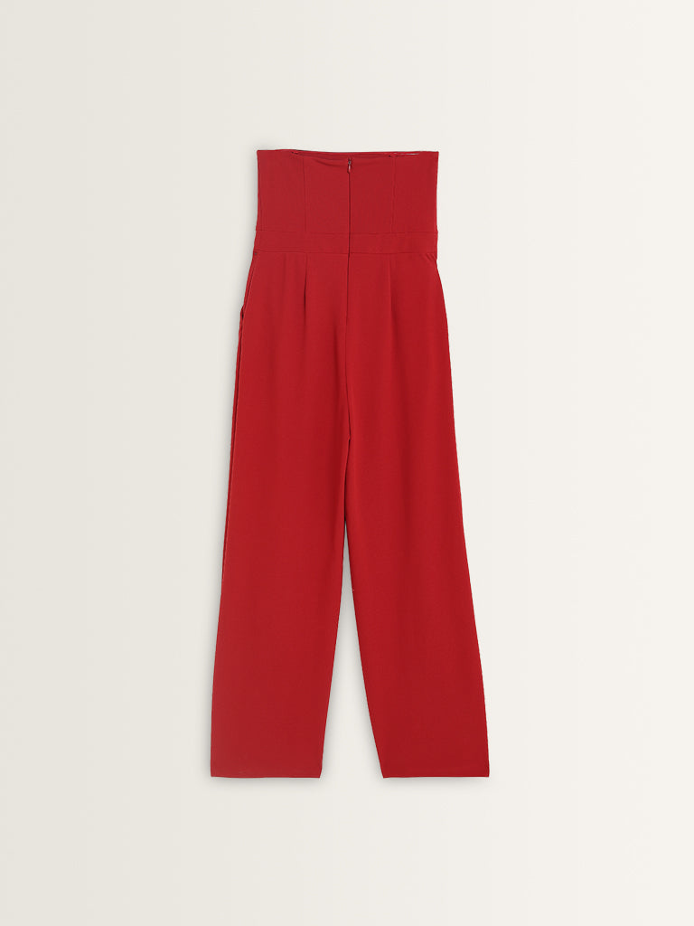 Wardrobe Red Bandeau Jumpsuit