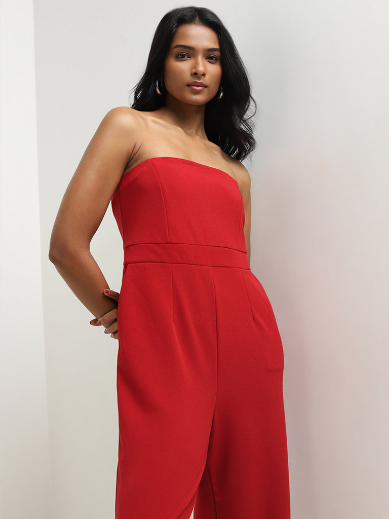 Wardrobe Red Bandeau Jumpsuit