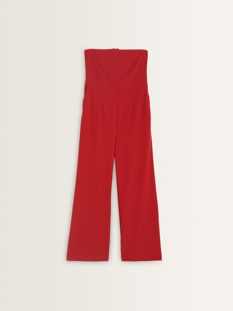 Wardrobe Red Bandeau Jumpsuit