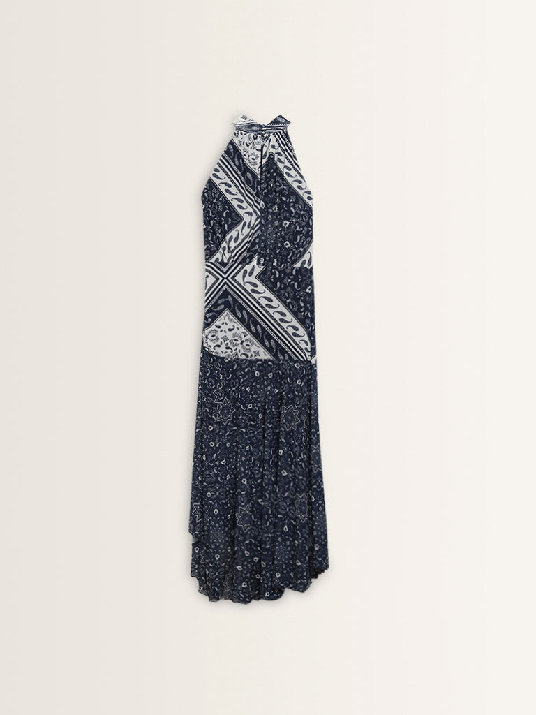 LOV Navy Paisley Printed Maxi Dress