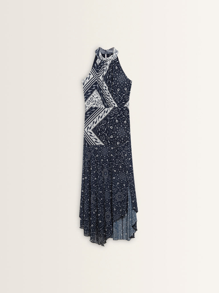 LOV Navy Paisley Printed Maxi Dress