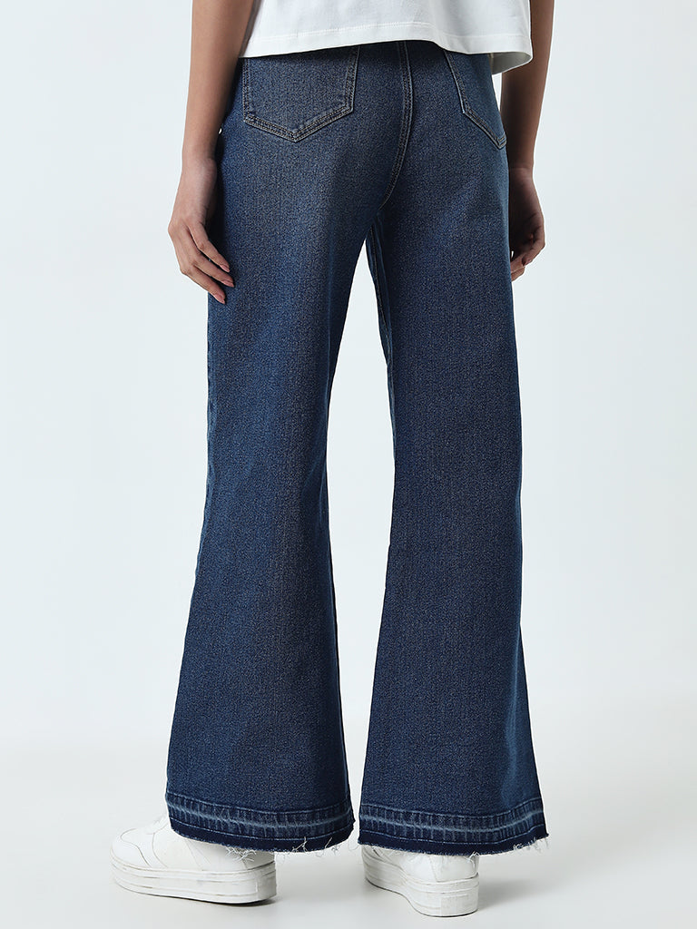 LOV Dark Blue Wide Leg - Fit High - Rise Jeans