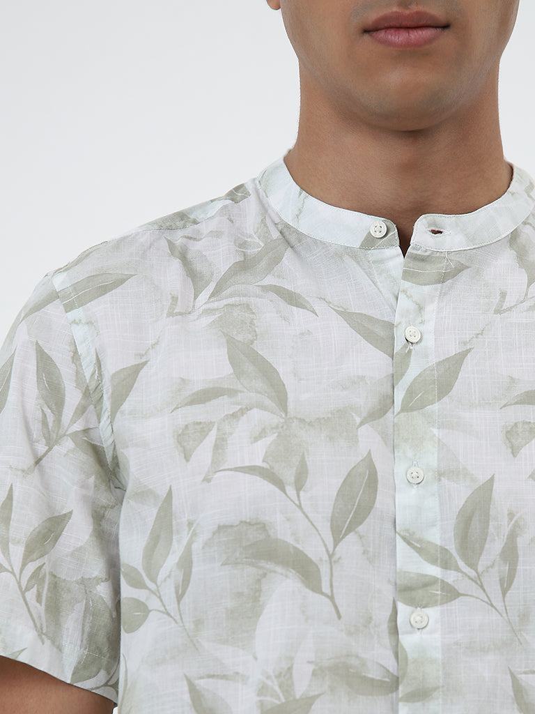 ETA Sage Leaf Printed Resort-Fit Cotton Shirt