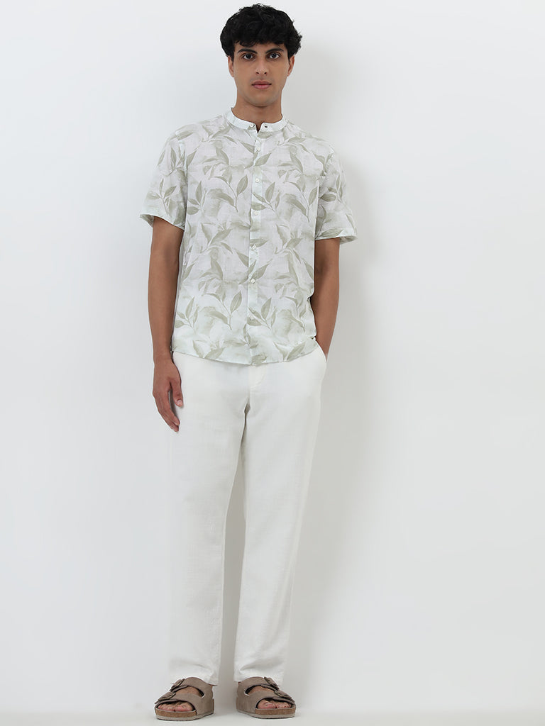 ETA Sage Leaf Printed Resort-Fit Cotton Shirt