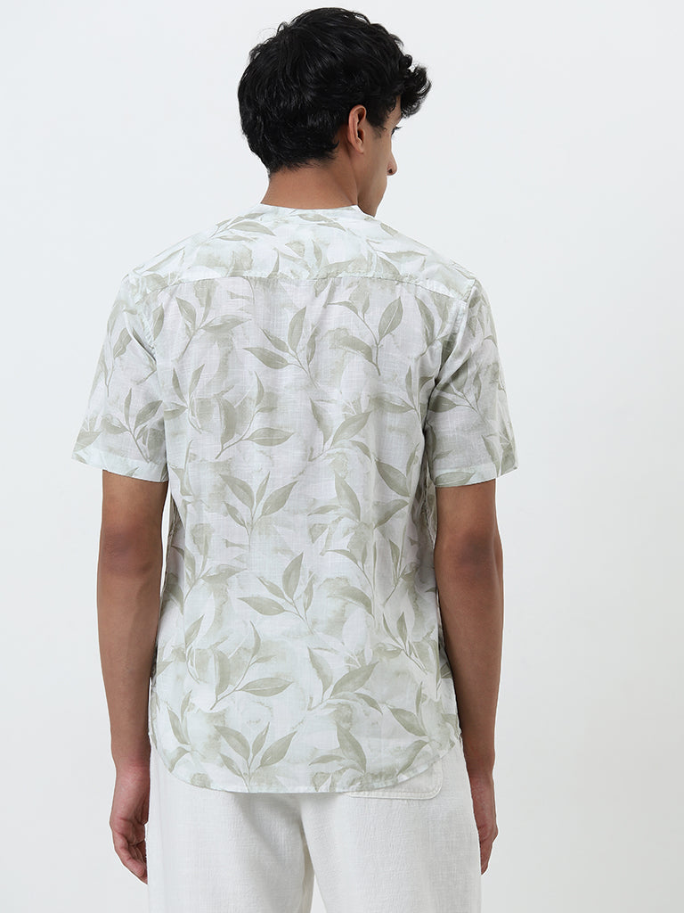 ETA Sage Leaf Printed Resort-Fit Cotton Shirt