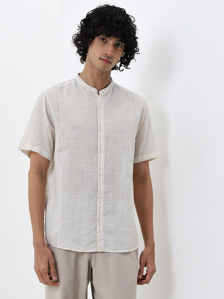 ETA Off-White Self-Striped Resort Fit Cotton Shirt