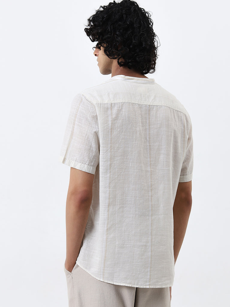 ETA Off-White Self-Striped Resort Fit Cotton Shirt