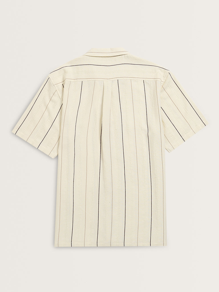 ETA Off-White Stripe Printed Relaxed-Fit Cotton Shirt