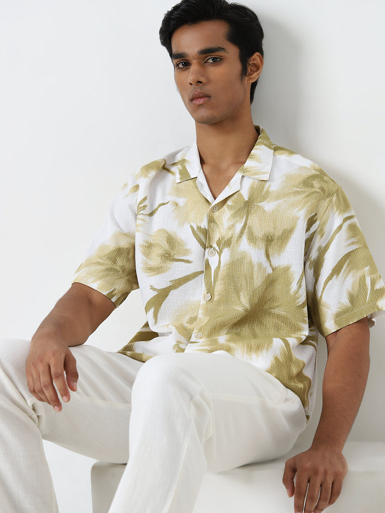 ETA Sage Floral Design Relaxed-Fit Shirt