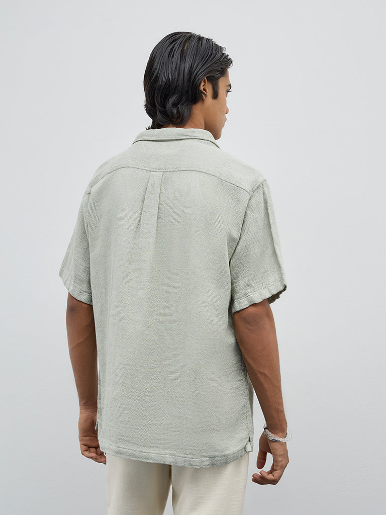 ETA Sage Self-Patterned Relaxed Fit Cotton Shirt