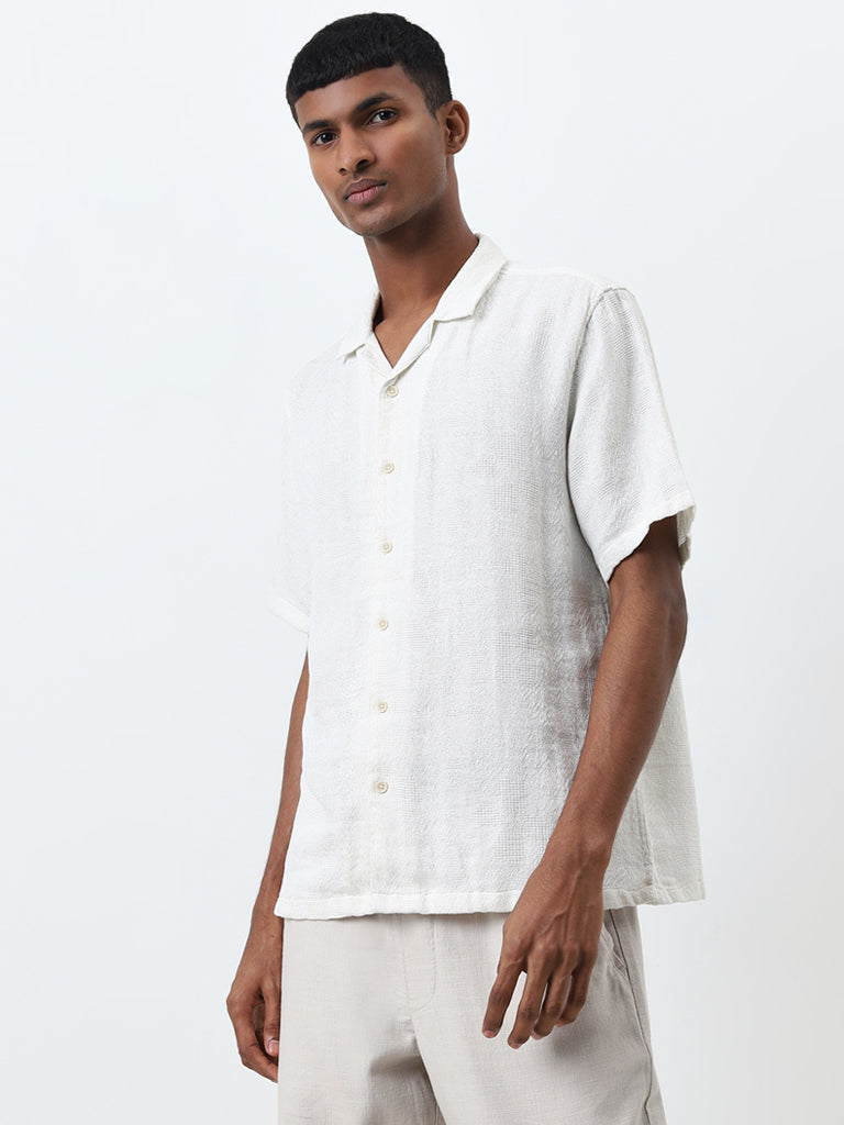 ETA Off-White Knitted Relaxed-Fit Cotton Shirt