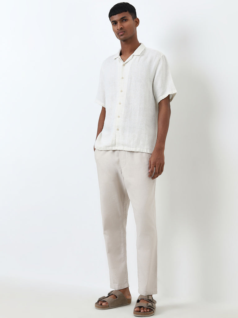 ETA Off-White Knitted Relaxed-Fit Cotton Shirt