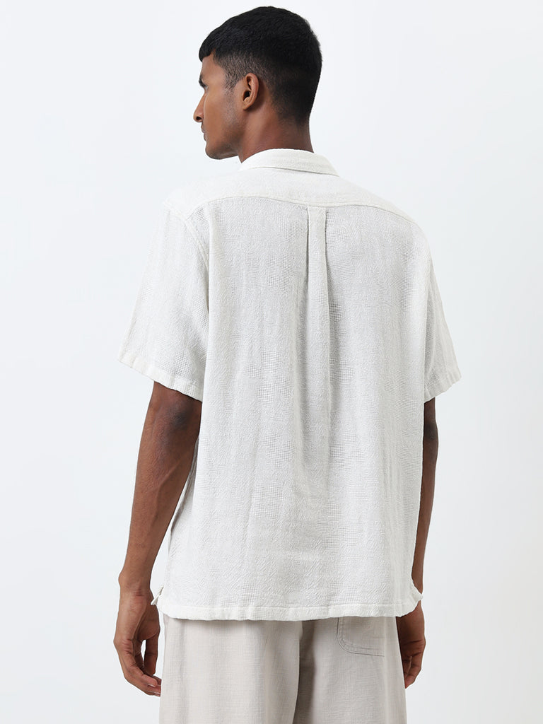 ETA Off-White Knitted Relaxed-Fit Cotton Shirt