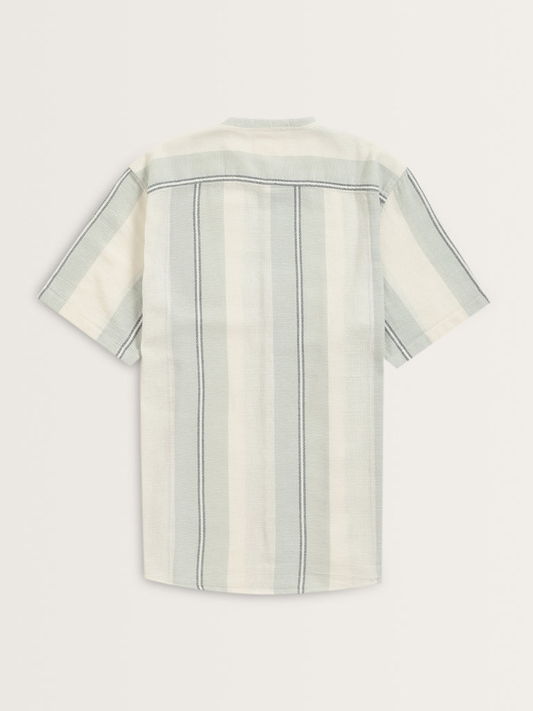 ETA Teal Textured Resort-Fit Cotton Shirt