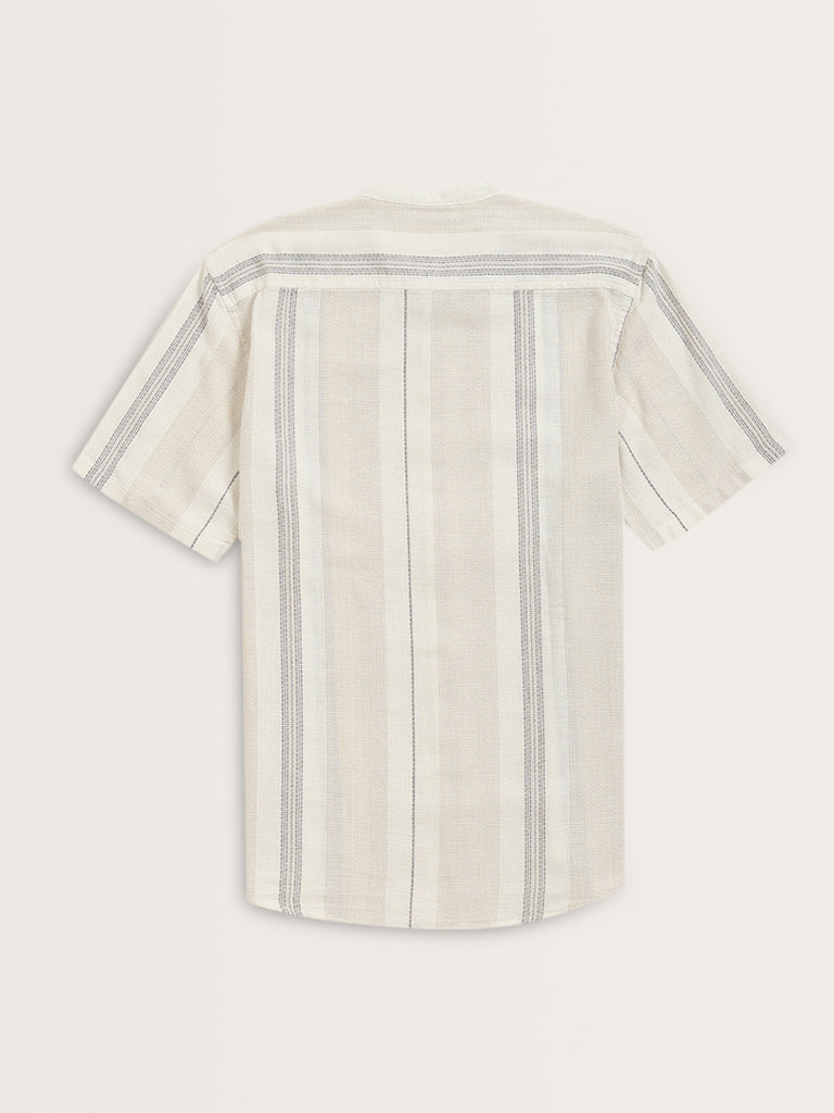 ETA Off-White Textured Resort-Fit Cotton Shirt