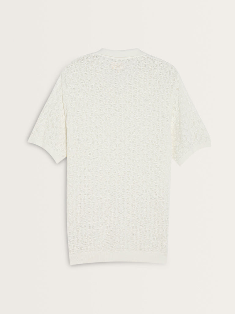 ETA Off-White Knitted Slim-Fit Cotton T-Shirt