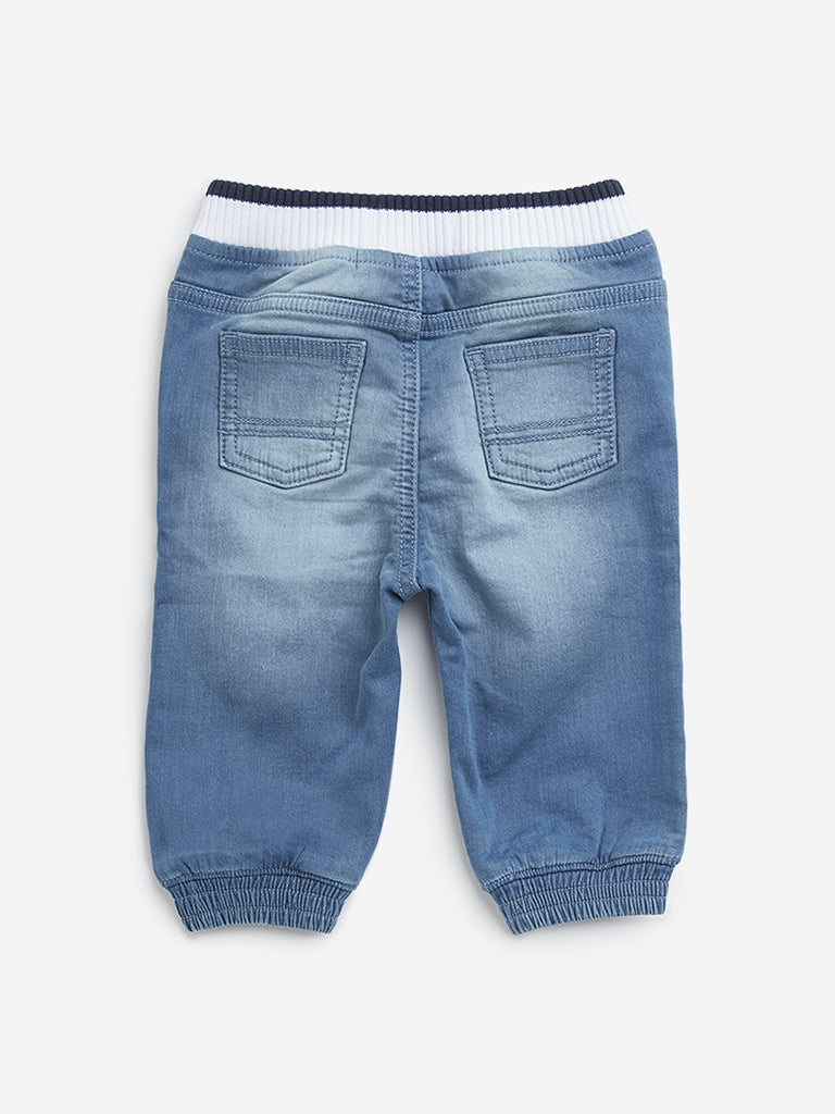 HOP Baby Blue Jogger-Style Relaxed - Fit Mid - Rise Jeans