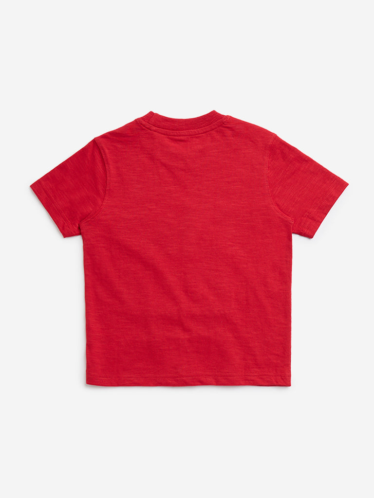 HOP Kids Red Basketball Design Cotton T-Shirt