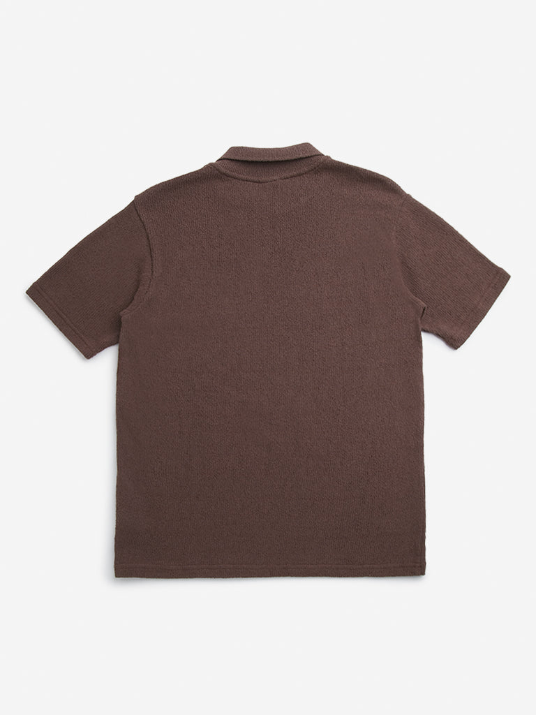 Y&F Kids Brown Knitted Polo T-Shirt