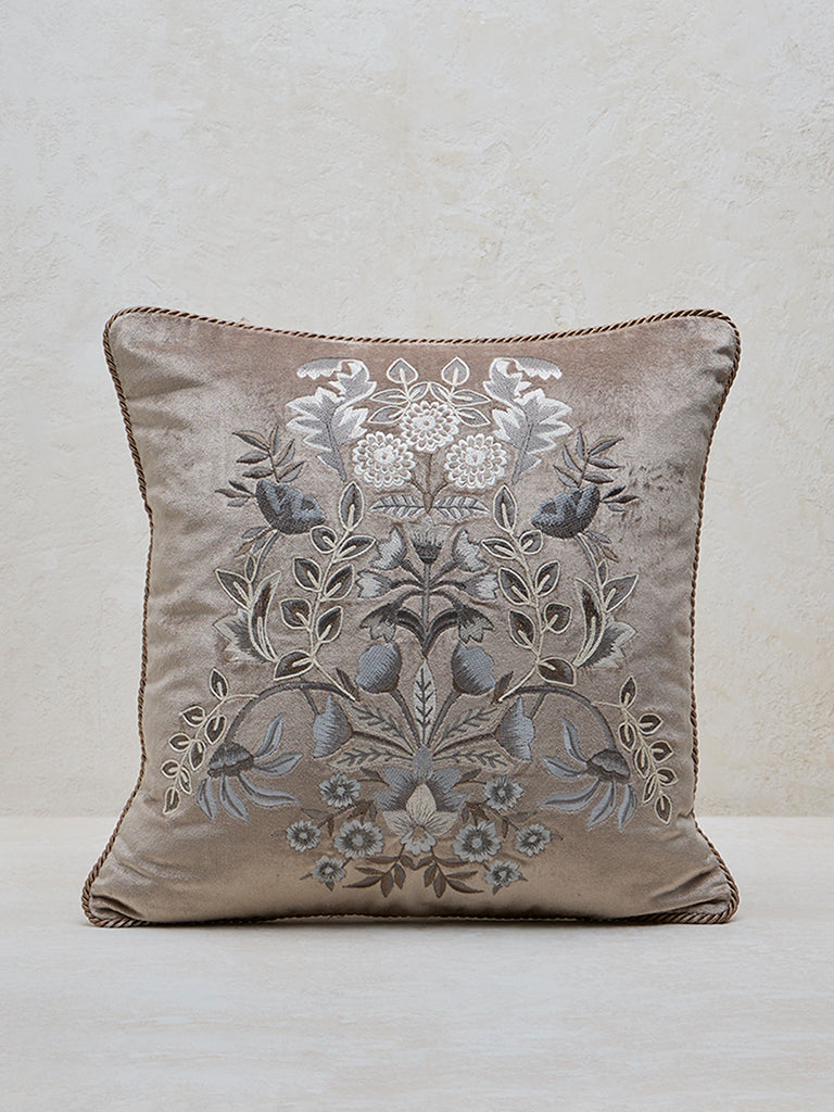 Westside Home Taupe Floral Patterned Cushion Cover