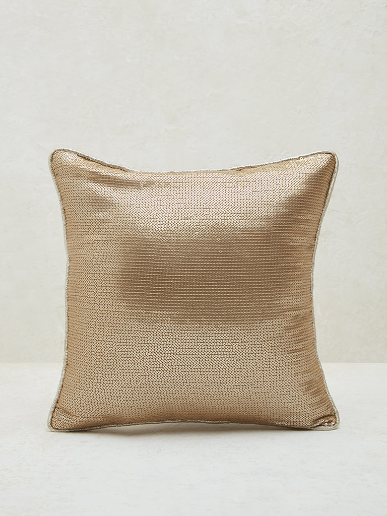 Westside Home Gold Sequined Georgette Cushion Cover