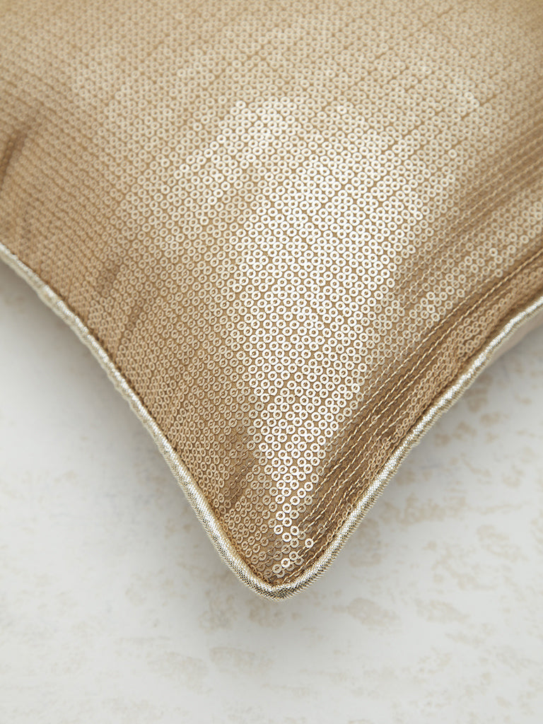 Westside Home Gold Sequined Georgette Cushion Cover