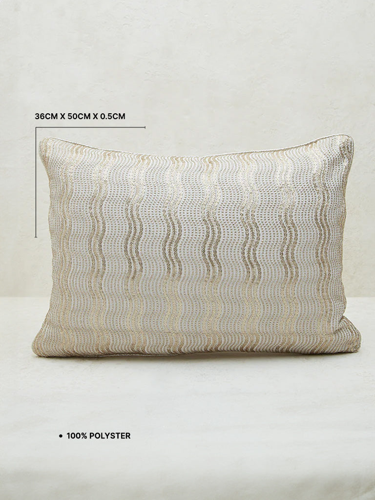 Westside Home Ivory Zari Embroidered Georgette Cushion Cover