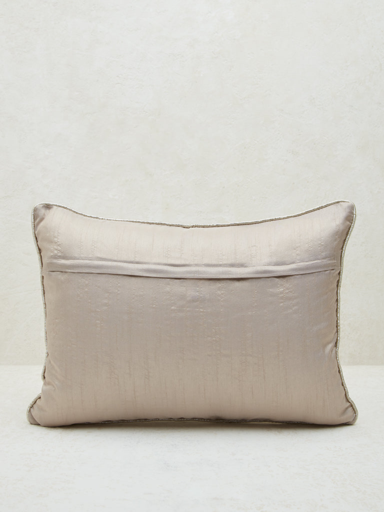 Westside Home Ivory Zari Embroidered Georgette Cushion Cover