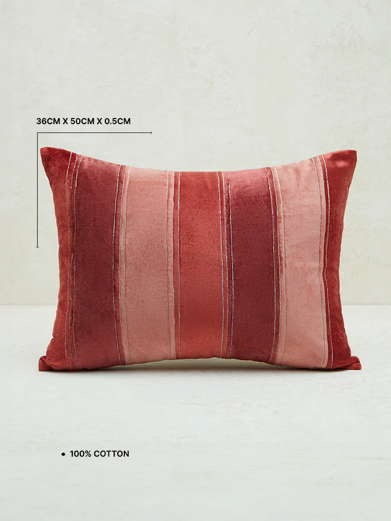 Westside Home Maroon Stripe Printed Cushion Cover