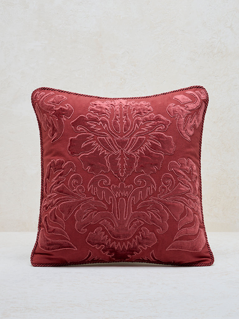 Westside Home Maroon Embroidered Cushion Cover