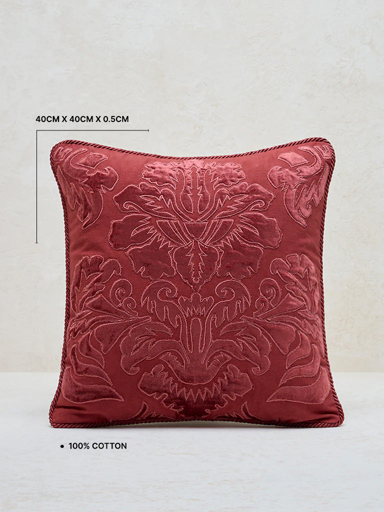 Westside Home Maroon Embroidered Cushion Cover