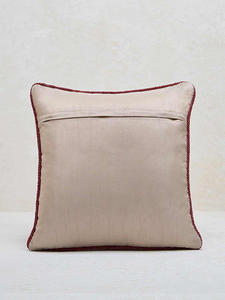 Westside Home Maroon Embroidered Cushion Cover