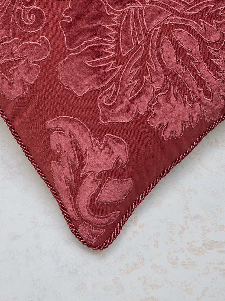 Westside Home Maroon Embroidered Cushion Cover