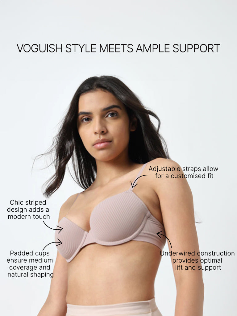 Wunderlove Mauve Striped Wired Padded Bra