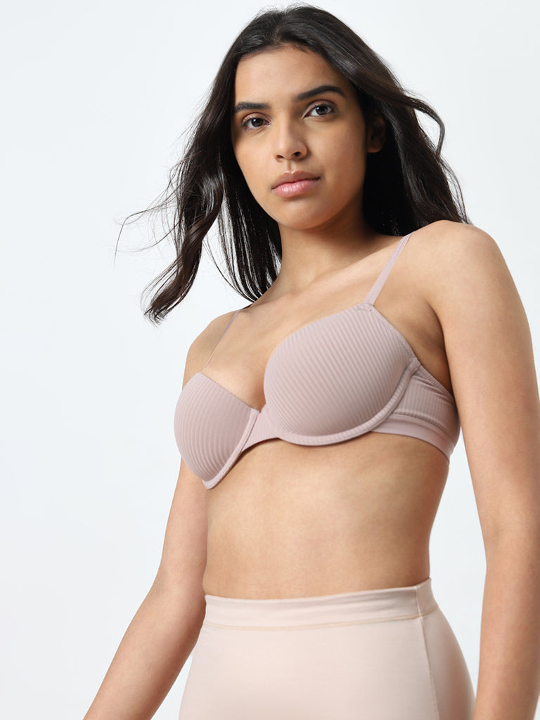 Wunderlove Mauve Striped Wired Padded Bra