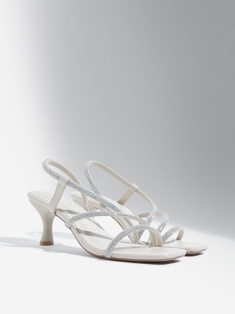 LUNA BLU Ivory Pearlescent Heel Sandals