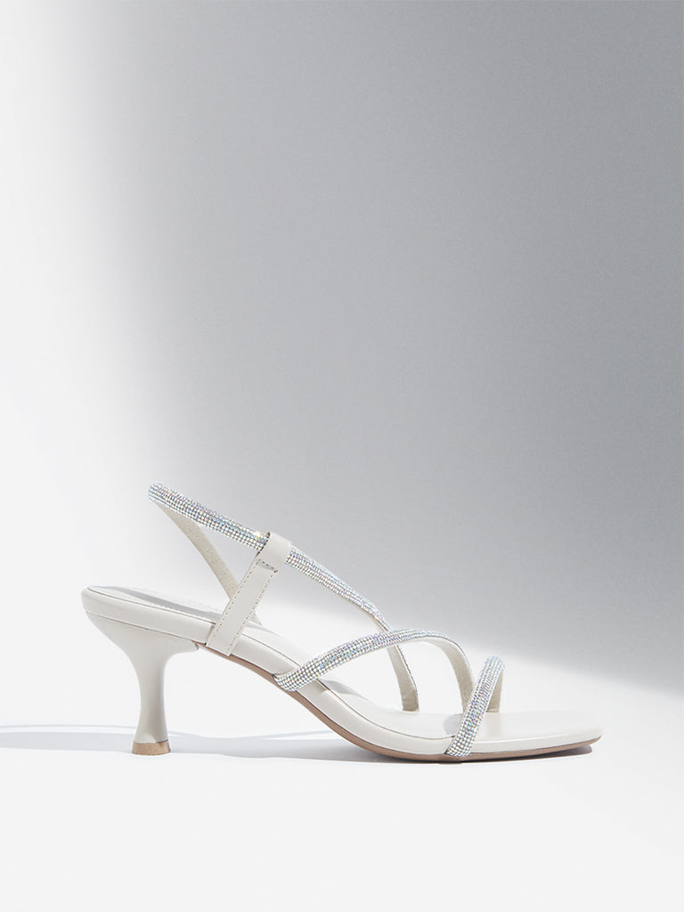 LUNA BLU Ivory Pearlescent Heel Sandals