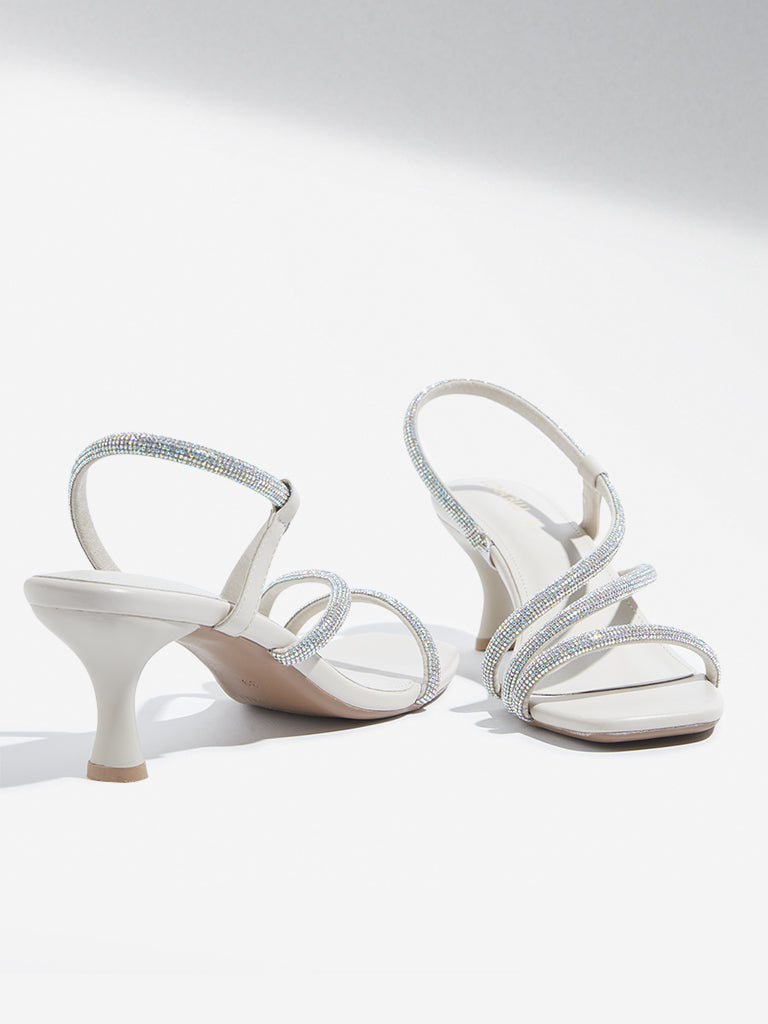 LUNA BLU Ivory Pearlescent Heel Sandals