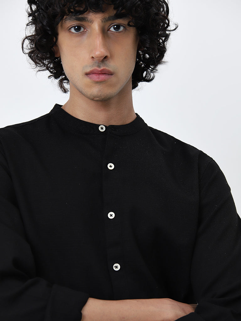 ETA Black Textured Resort-Fit Cotton Shirt