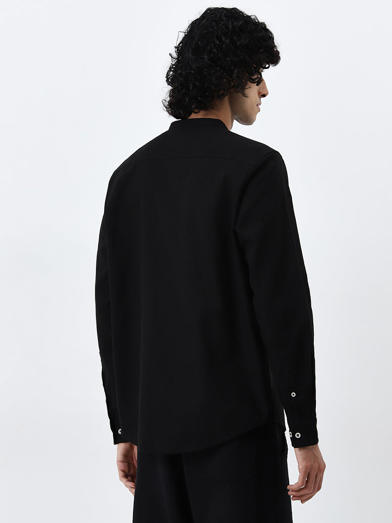 ETA Black Textured Resort-Fit Cotton Shirt