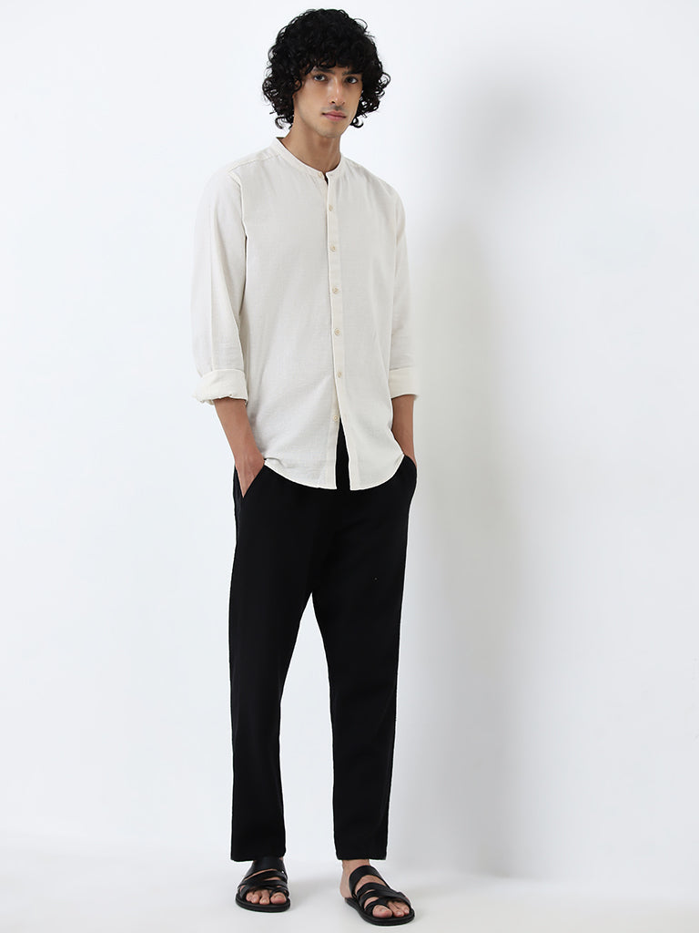 ETA Off-White Textured Resort-Fit Cotton Shirt