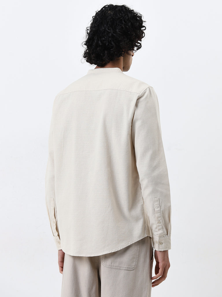 ETA Beige Textured Resort-Fit Cotton Shirt