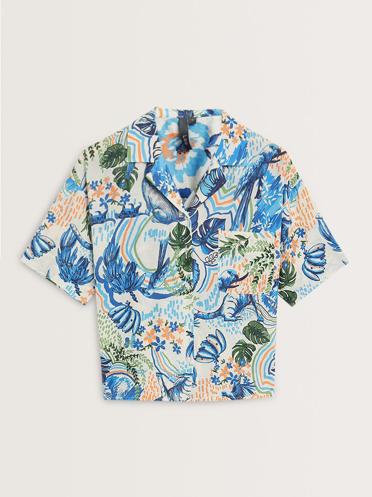 LOV Blue Nature-Inspired Shirt