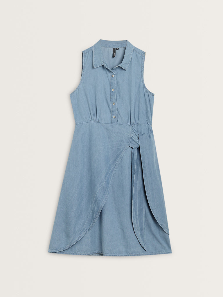 LOV Blue Denim Shirt Dress