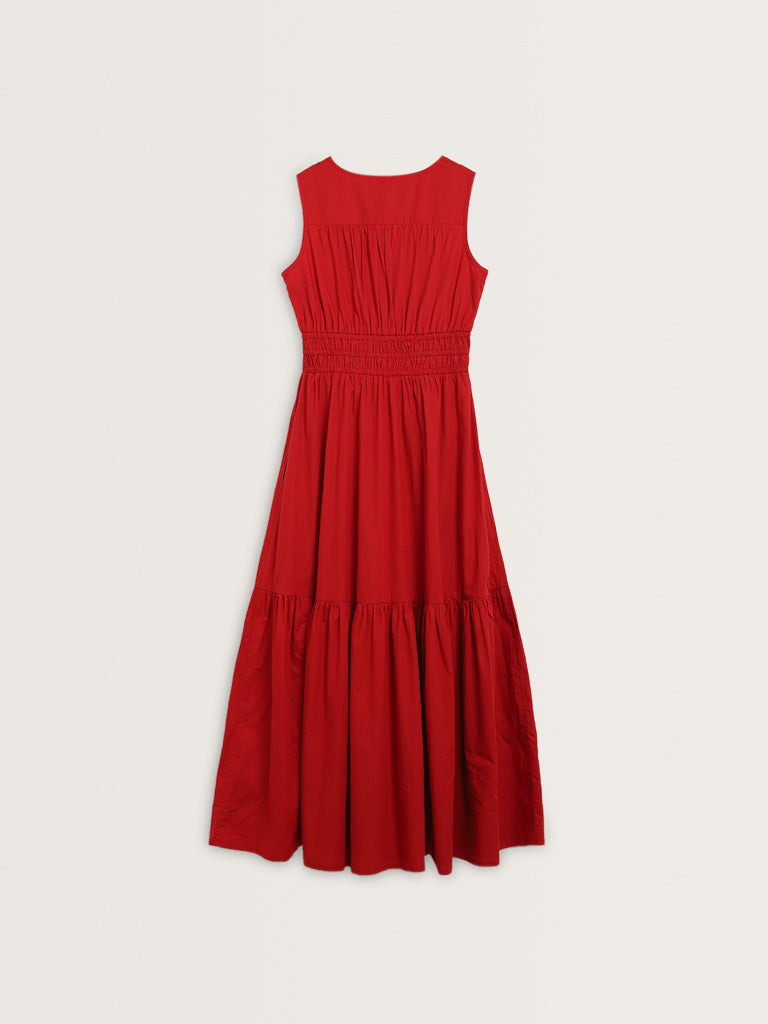 LOV Red Tiered Cotton Dress