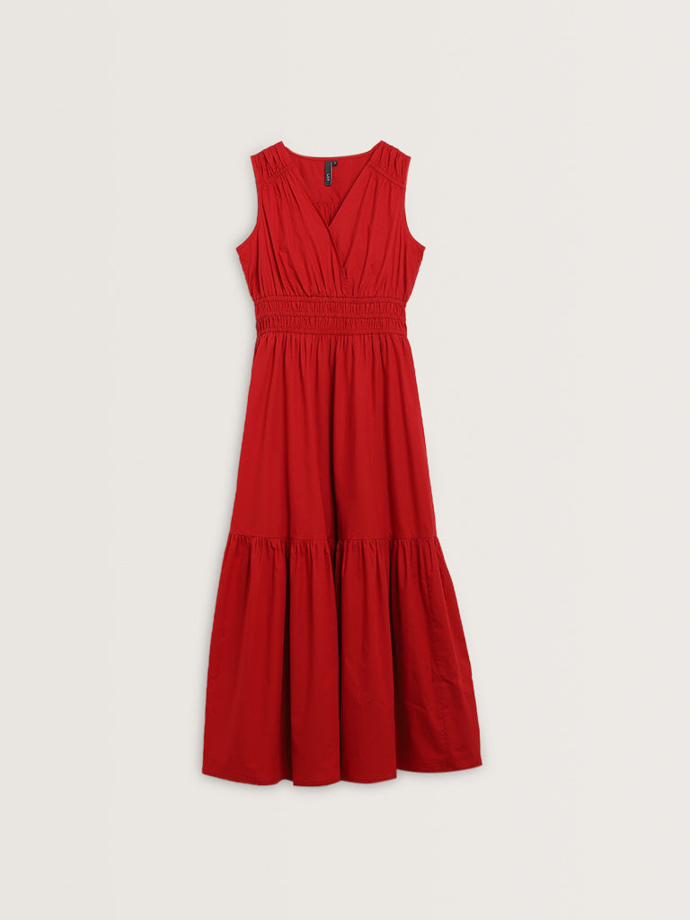 LOV Red Tiered Cotton Dress