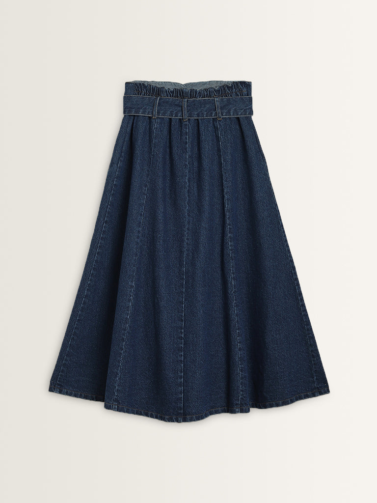 LOV Dark Blue High-Rise Denim Skirt