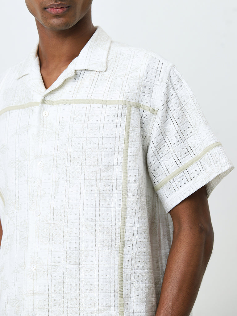 ETA Off-White Textured Relaxed-Fit Cotton Shirt